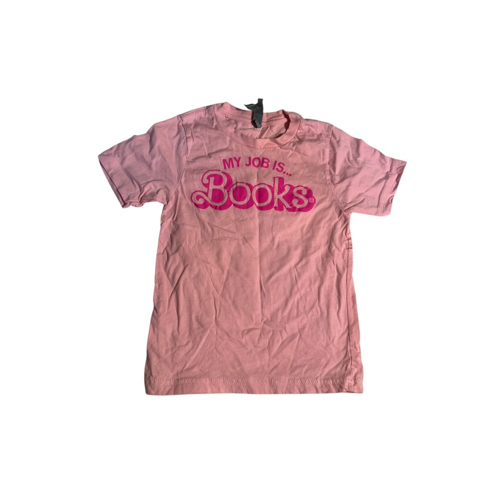 Next Level Apparel Girls Size XS 4/5 T-Shirt Pink Barbie My Job is… Books Cotton